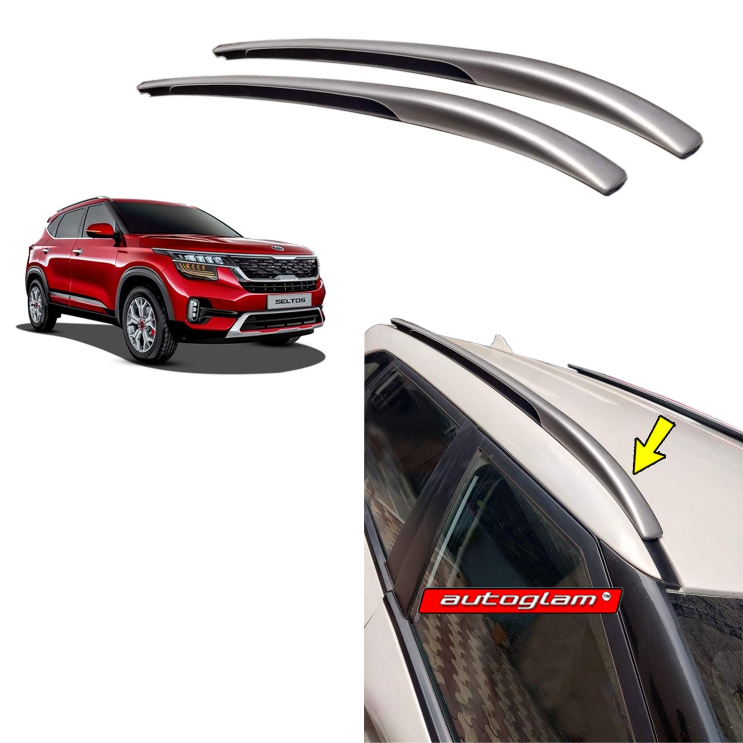 ROKIOTOEX Moose Roof Rack Crossbar Fits 2021 2022 Kia Seltos Flush Side