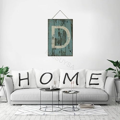 Vista 484 de Letrero colgante de madera con letra A, letrero de madera, decoración del hogar, 26 letras del alfabeto de metal, placa de madera, decoración