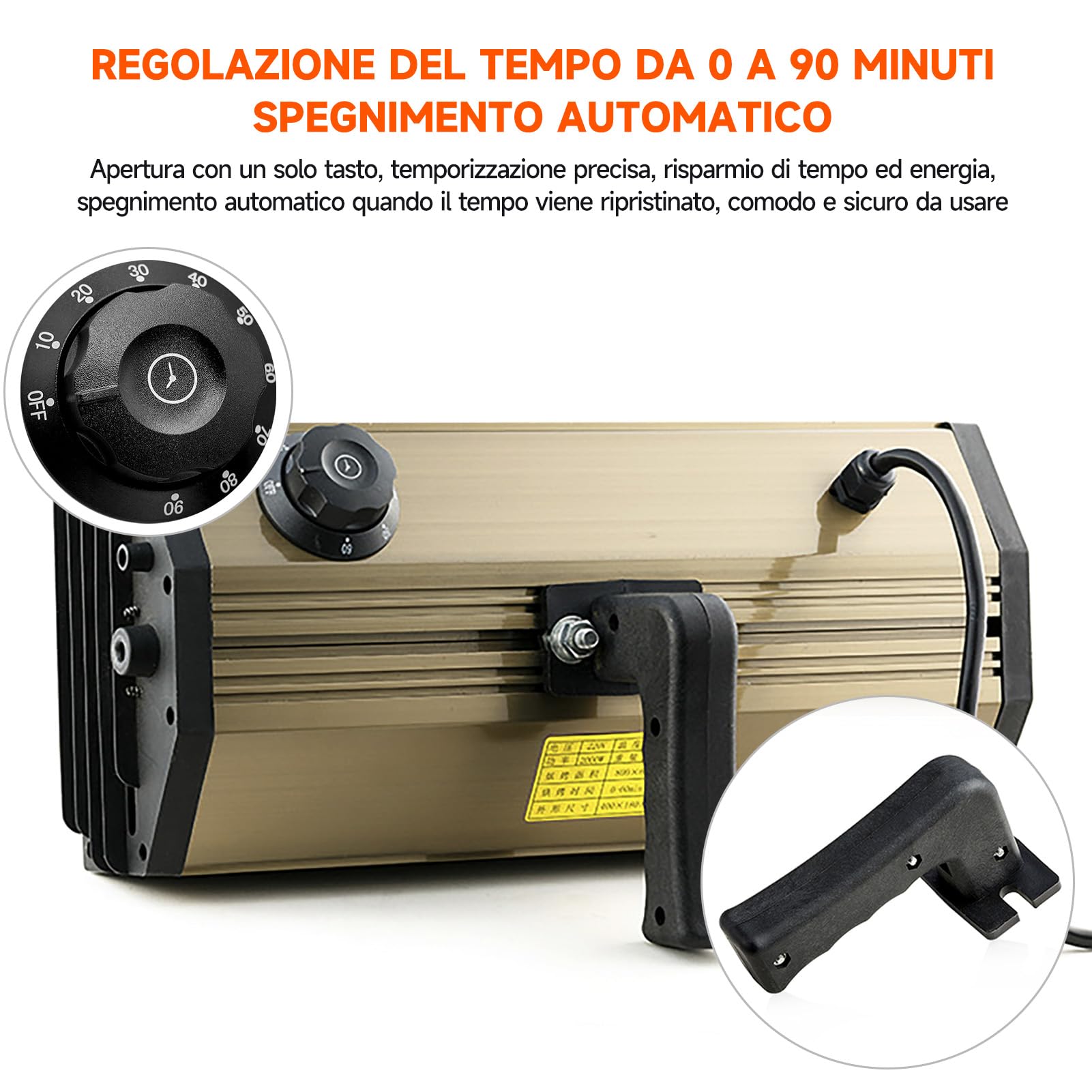 DATOUBOSS Lampada Infrarossi per Carrozzeria 2000W,Lampada per Asciugatura Vernice, Lampada Asciugatura carrozzeria con Timer 0–90 per Riparazione Carrozzeria Auto e Lavori di Verniciatura (650×500m)
