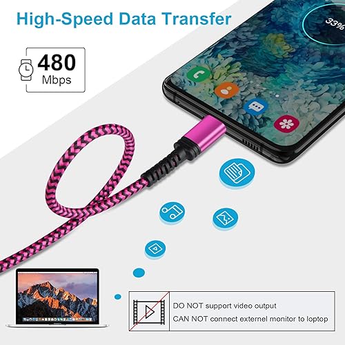 Miniatura 5 de Cable Samsung S23 Ultra USB tipo C de carga rápida, [3 unidades, 10 pies] largo USB C a USB A, cable de teléfono Android, cable de carga C de carga