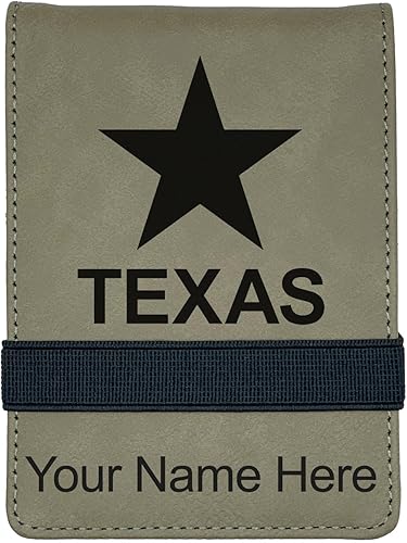 Vista 17 de LaserGram Mini bloc de notas, bandera de Texas, grabado personalizado incluido (negro con oro)