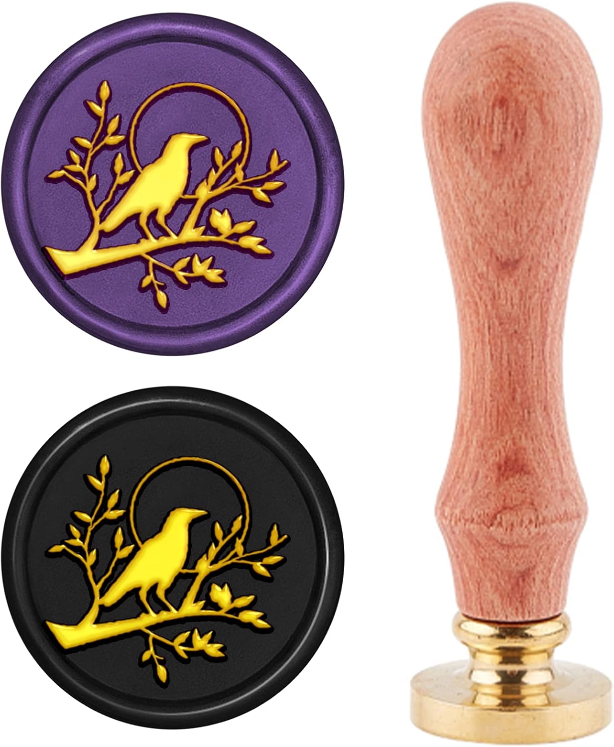 Craspire Wachssiegelstempel Vintage - Kirschblüten Design 30mm Mit Holzgriff