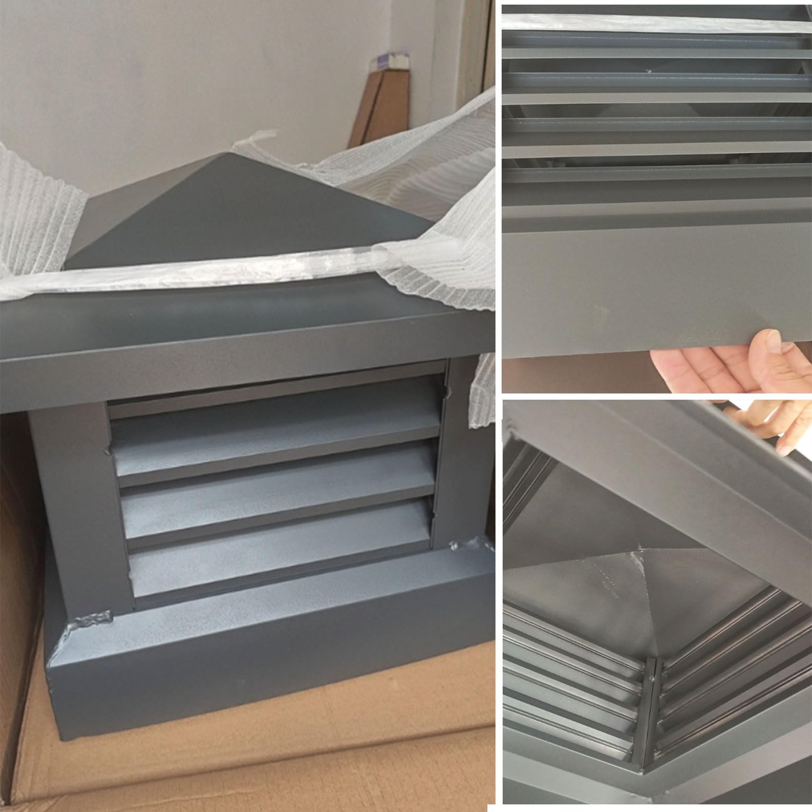 Tapa Protectora de Aleación de Aluminio Cuadrada para Lluvia Sombrerete Chimenea Adecuada para Ventilaciones de Techo y Chimeneas de Ladrillo Visto(25x25cm/9.84x9.84in)