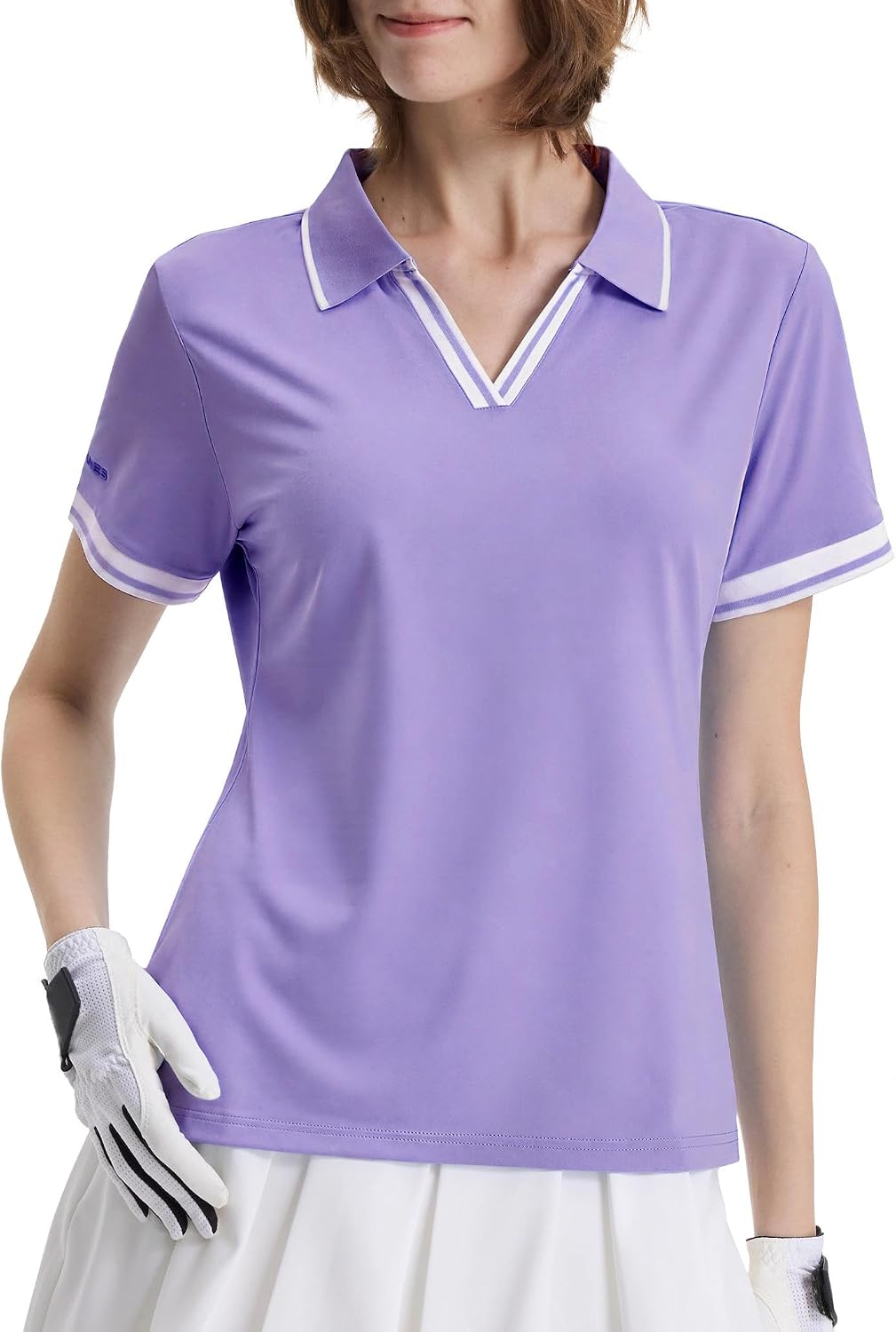 Women's V-Neck Golf Polo Shirt, Soft Stretch UPF 50+
