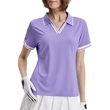 Women's V-Neck Golf Polo Shirt, Soft Stretch UPF 50+