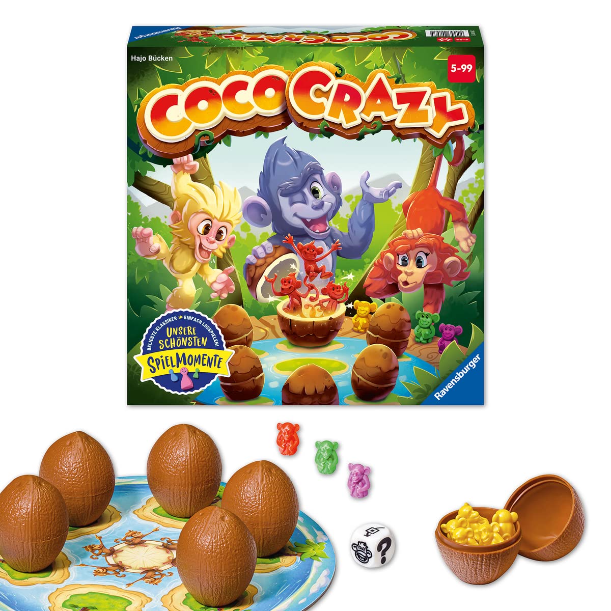 Ravensburger 20897 - Coco Crazy, Brettspiel ab 5 Jahren, Familienspiel für Kinder und Erwachsene, Merkspiel für 2-8 Spieler - Geburtstagsgeschenke