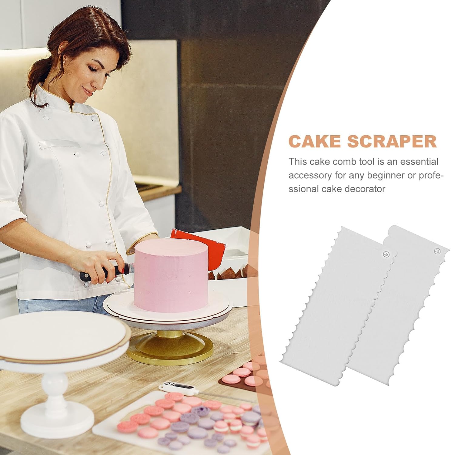 2pcs Stainless Steel Cake Scraper Smoother for Decorating