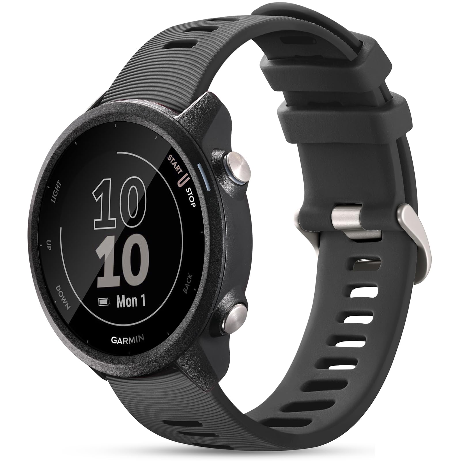 Laffav Compatible with Garmin Forerunner 245 Strap/Forerunner 55 Straps, 20mm Soft Silicone Sport Replacement for Garmin Vivoactive 3/Vivoactive 5/Venu/Venu Sq/Sq 2/Forerunner 165/645 Band, Gray
