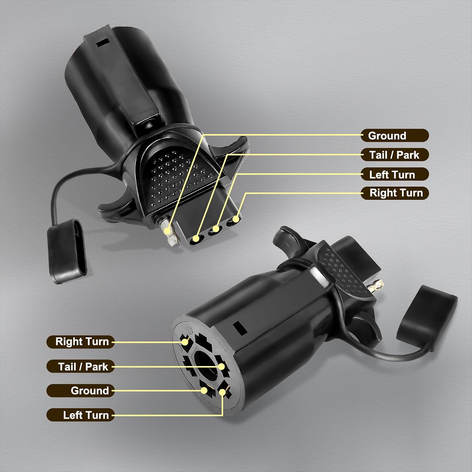 Agrieyes Premium 7 Pin to 4 Pin Trailer Adapter, 7 Way Blade to 4 Way Flat Trailer Plug, Waterproof Connector for RV Truck Caravan Utility Tow Vehicles