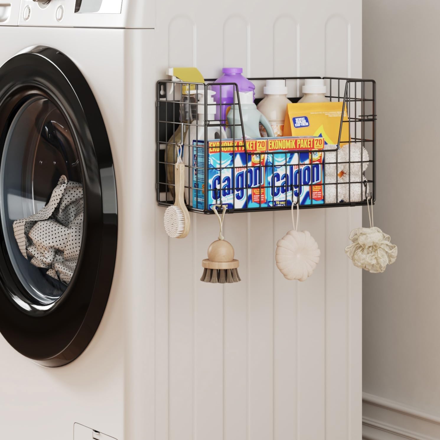 Pack Magnetic Laundry Basket Storage Hanging Organizer for Washer Dryer