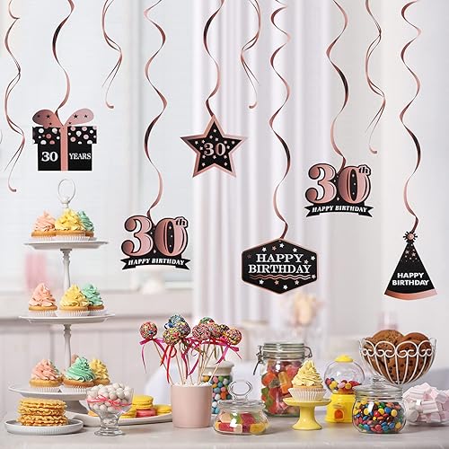 Miniatura 405 de LINGTEER Happy 65th Birthday Decorations Set - 12Pcs Black & Gold Swirls Streamer,Happy Birthday Bunting Banner,Cheers to 65 Years Old Bday Party