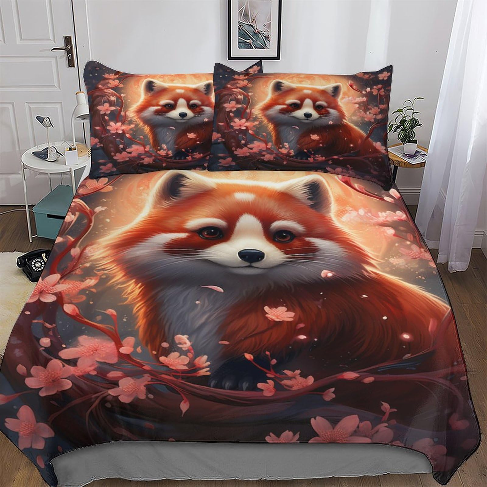 LLXXHH Fox Bedding Quilt Cover 2 Pieces Sets Soft Duvet Cover Comfortable Duvet Cover with Pillowcases For Boys Girls Single(135x200cm)