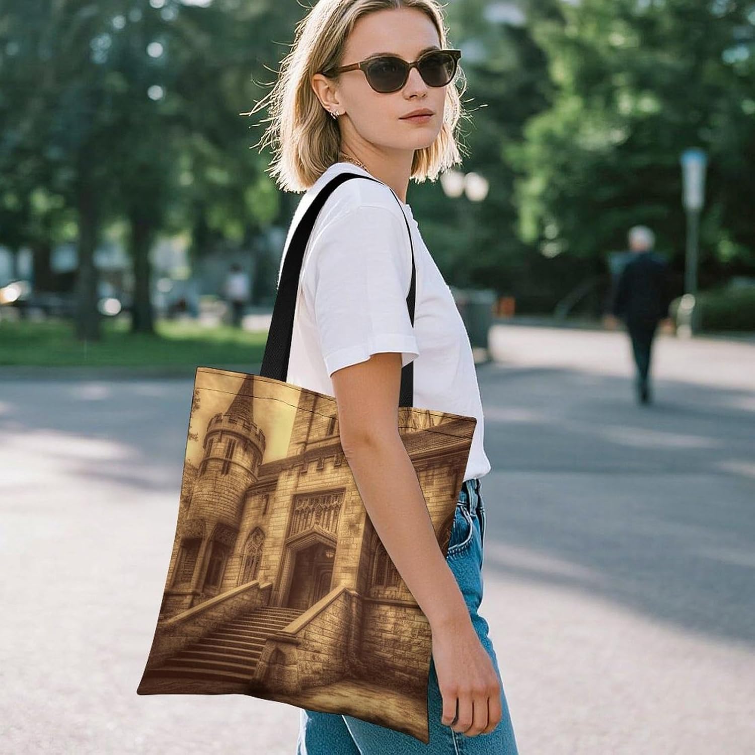 Vintage Medieval Castle Tote Bag Large Treat Bags for Women Men image 2