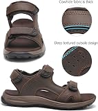 FLARUT Hommes Sandales d'été Chaussures de randonnée Trekking Outdoor Sport Cuir Plage Orteils Ouverts Sportives Décontractées(Marron Clair,43) - 5