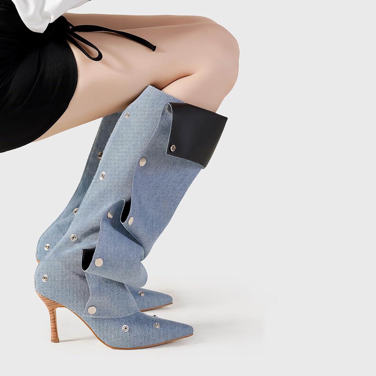 Lymphvity Women's Knee High Boots Pointed Toe Stiletto Heel Tall Boots Back Zipper Dress Sexy Heeled Long Boots - Image 2