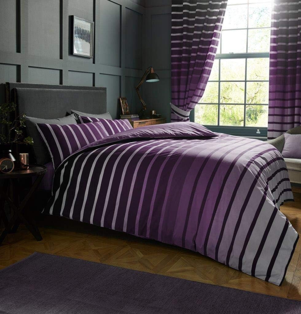 Gaveno Cavailia Luxurious Oscar Bed Set with Duvet Cover and Pillow Cases, Polyester-Cotton, [ Double-Purple ], Polycotton