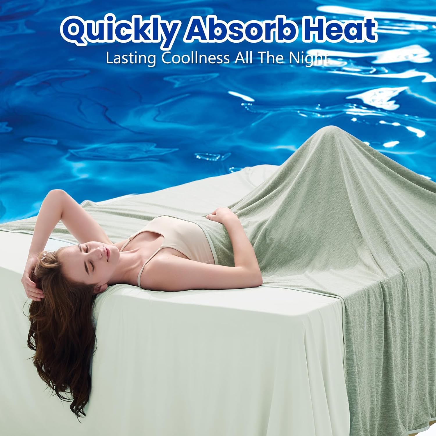 Topcee Cooling Blanket(90"x108"King Size) for Night Sweats Absorbs Heat to Keep Adults Cool on Warm Nights, Q-Max 0.5 Cooling Blankets for Hot Sleepers, Ultra-Cool Lightweight Blanket for Bed - Image 3