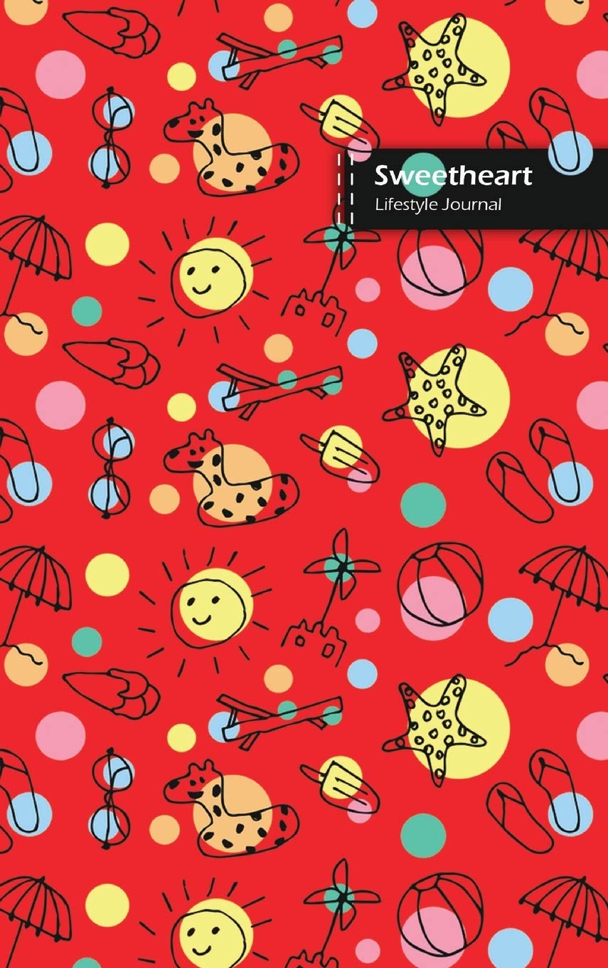 Sweetheart Lifestyle Journal, Blank Write-in Notebook, Dotted Lines, Wide Ruled, Medium Size (A5) 6 x 9 In (Red)