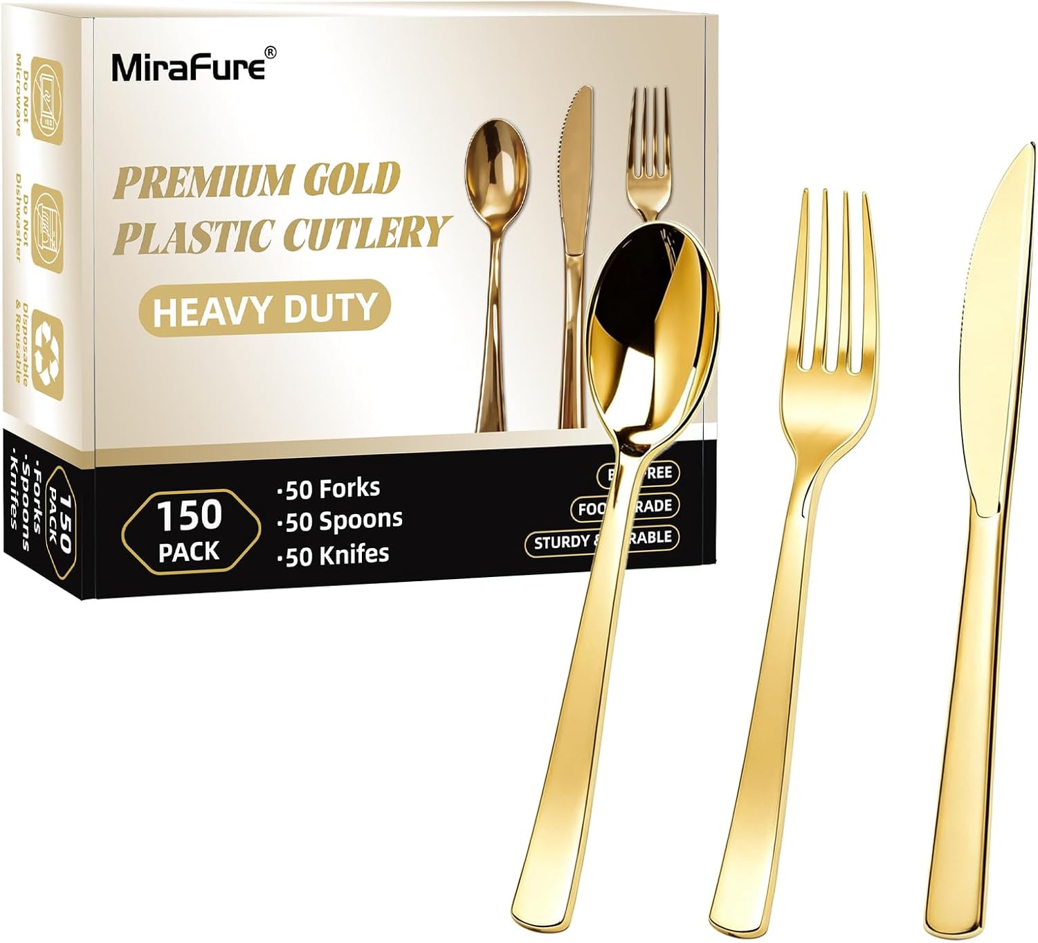 150 Count Silver Plastic Cutlery Set, Disposable Silverware
