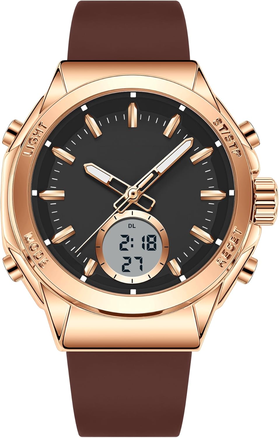 Ladies Watches Waterproof Sport Watches for Women with Soft Silicone Strap,Fashion Women's Wrist Watches with Digital Analog Dual Display Alarm Date Night Light for Women Girls