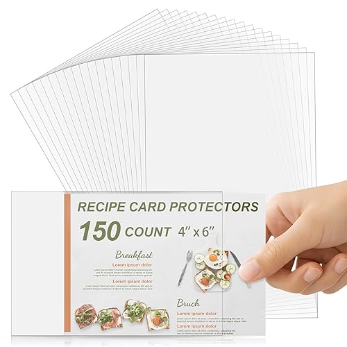 150 Count Recipe Card Protectors , 4 x 6 Recipe