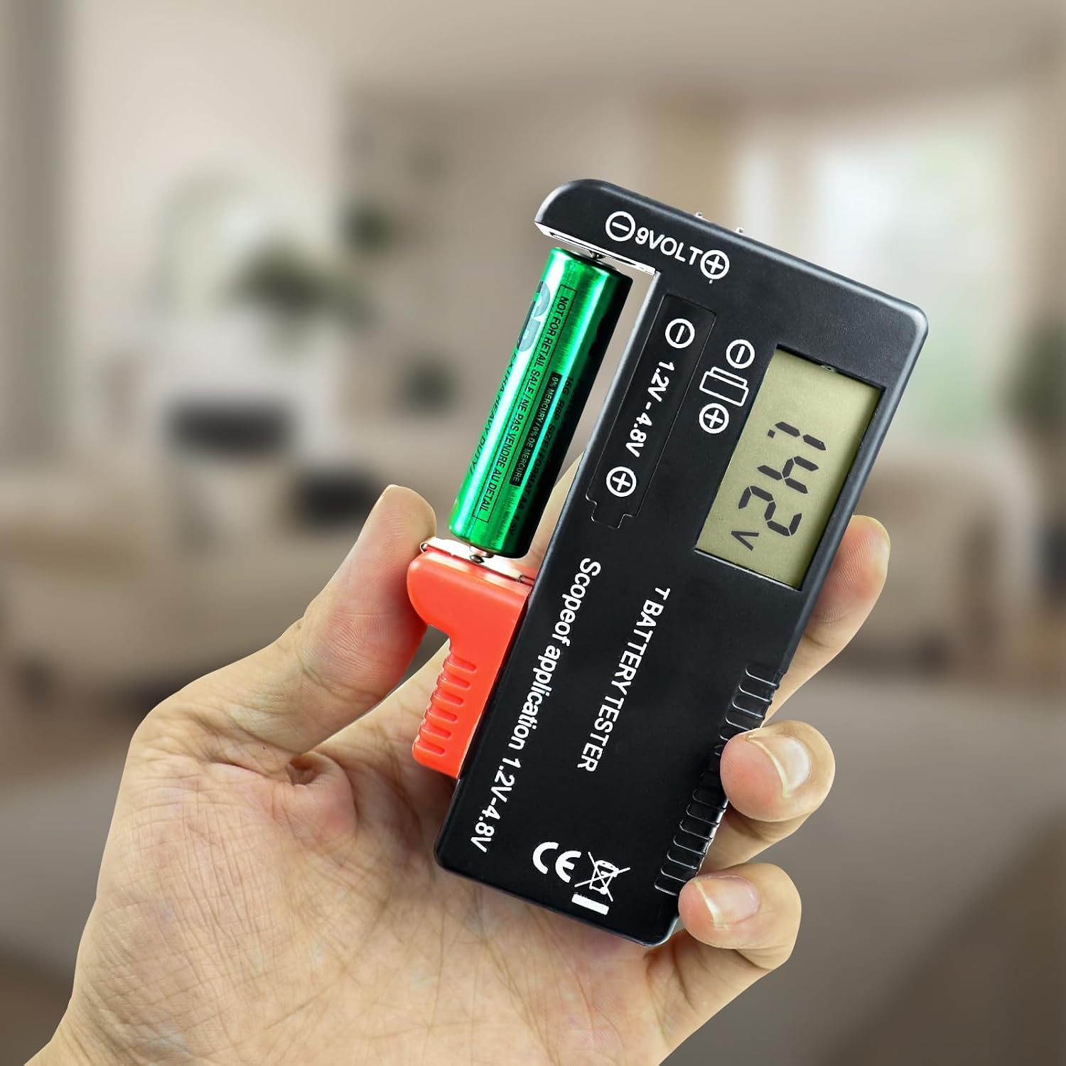 Digital Battery Tester for AAA, AA, C, D, N, Button Cell, Lithium Batteries | 9V,3.7V Lithium Battery & 1.2-4.8V Household Batteries Checker, Universal Small Battery Checker Voltage Meter Power Tester