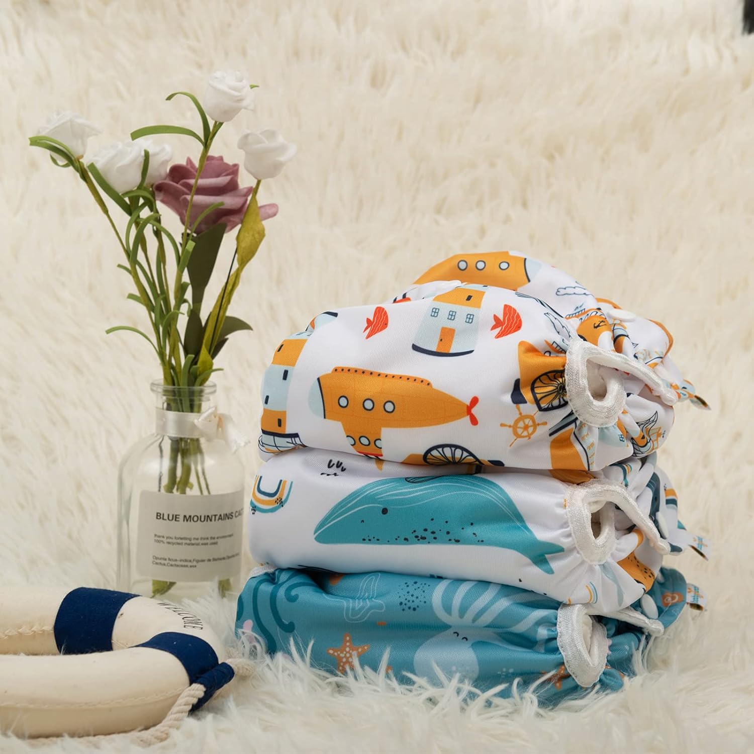 Babygoal Swim Diapers 3 Pack for 8M-3T Babies and Toddlers, Reusable Adjustable Washable for Baby Girl and Boy Swimming Lessons-Shark & Octopus - Image 6