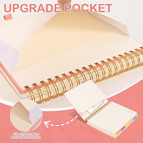 Miniatura 3 de Cuaderno de 5 asignaturas con pestañas divisorias extraíbles, 300 páginas de cuero de tapa dura en espiral, cuaderno universitario con rayas