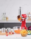 Stainless Steel Slicer Shredder Attachment for KitchenAid Stand Mixer, Large-Capacity Vegetable Slicer & Cheese Grater with 3 Stainless Steel Blades, Dishwasher Safe Food Processor Accessory by Rafbar