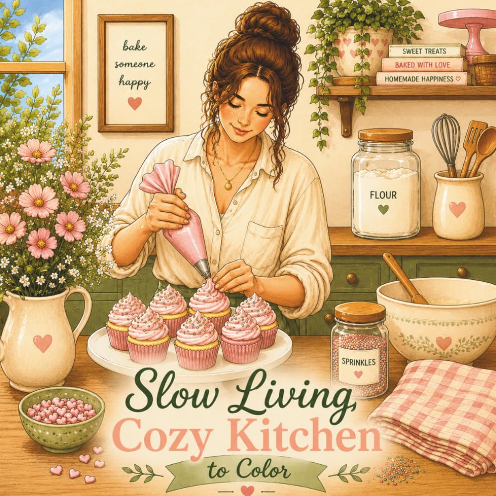 Slow Living Cozy Kitchen to Color: 43 Slow Living Scenes of Baking, Coffee Rituals, Home Cooking & Cozy Gatherings (Slow Living Cozy™ Coloring Book Series)