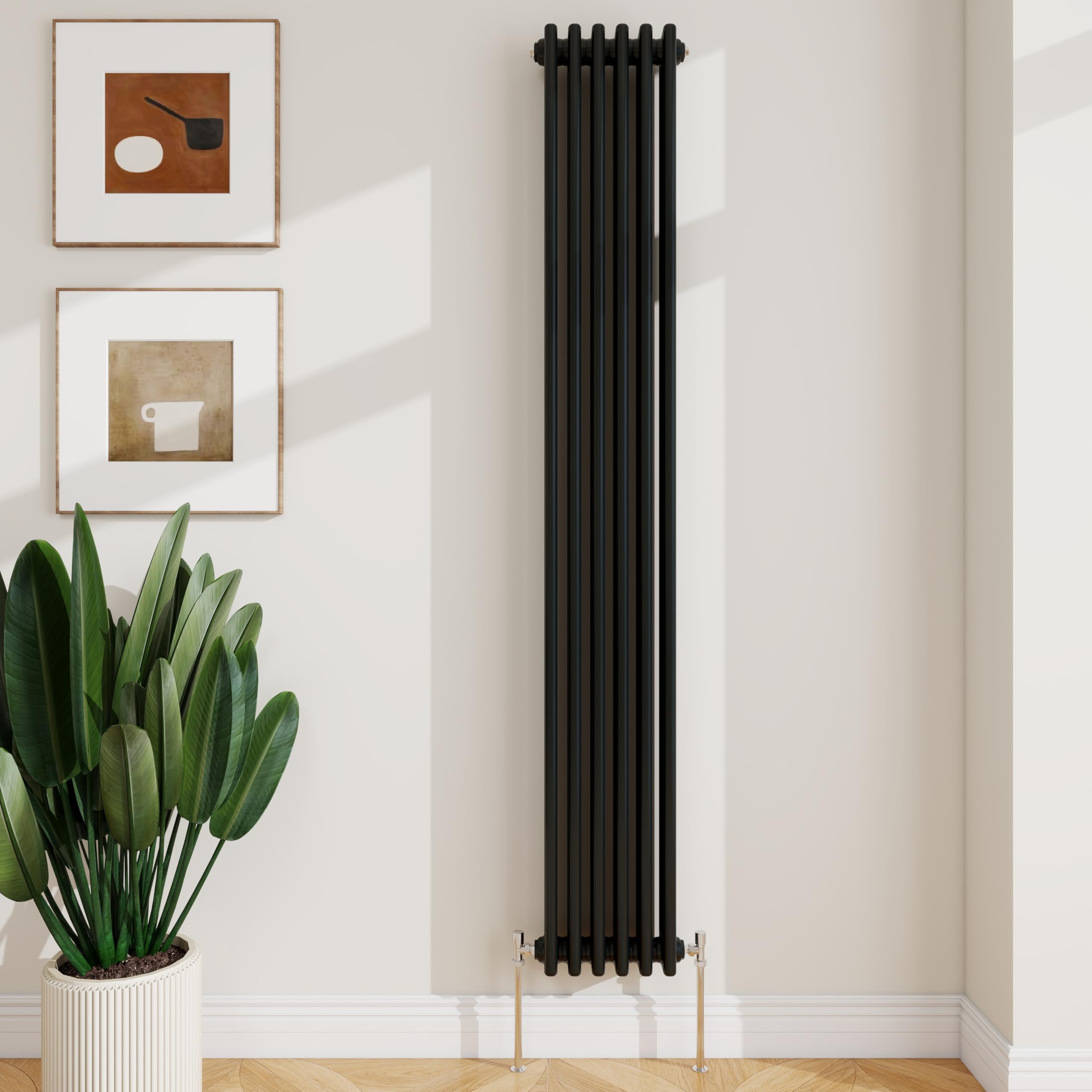 SLINE SANITARY 1800x290mm Cast Iron Style Traditional 3 Column Vertical Black Central Heating Radiator