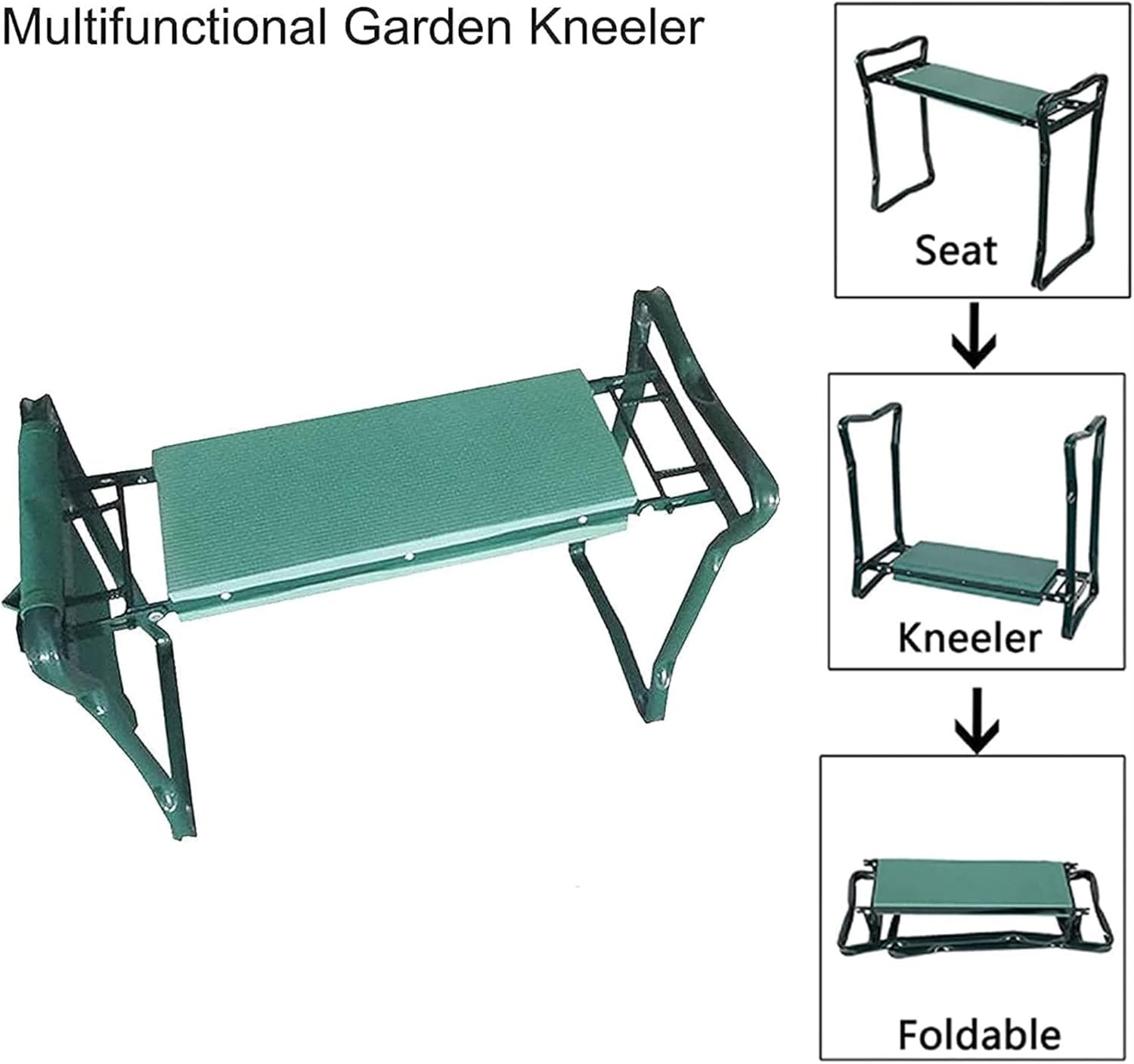 Garden Kneeler and Seat Portable Garden Kneeler Seat with Tool Bag | Strong Steel Pipe Garden Stools Foldable Garden Kneeler and Chair -Comfy EVA Foam Pad | Loadable 150kg
