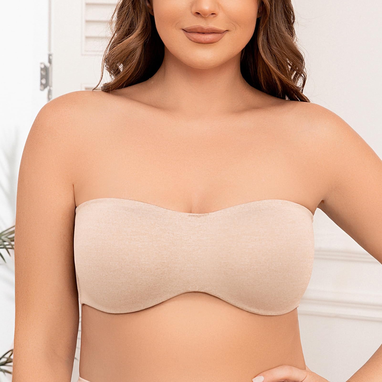 MELENECA Sujetador con Aros Reductor sin Tirantes Bandeau para Mujer