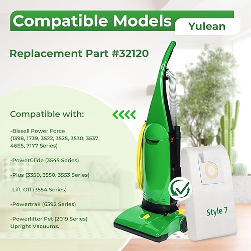 Miniatura 2 de Paquete de 9 bolsas de vacío estilo 7 compatibles con aspiradoras verticales Bissell PowerForce 1739 3522 3525 71Y7, PowerGlide 3545, Plus 3350 3550