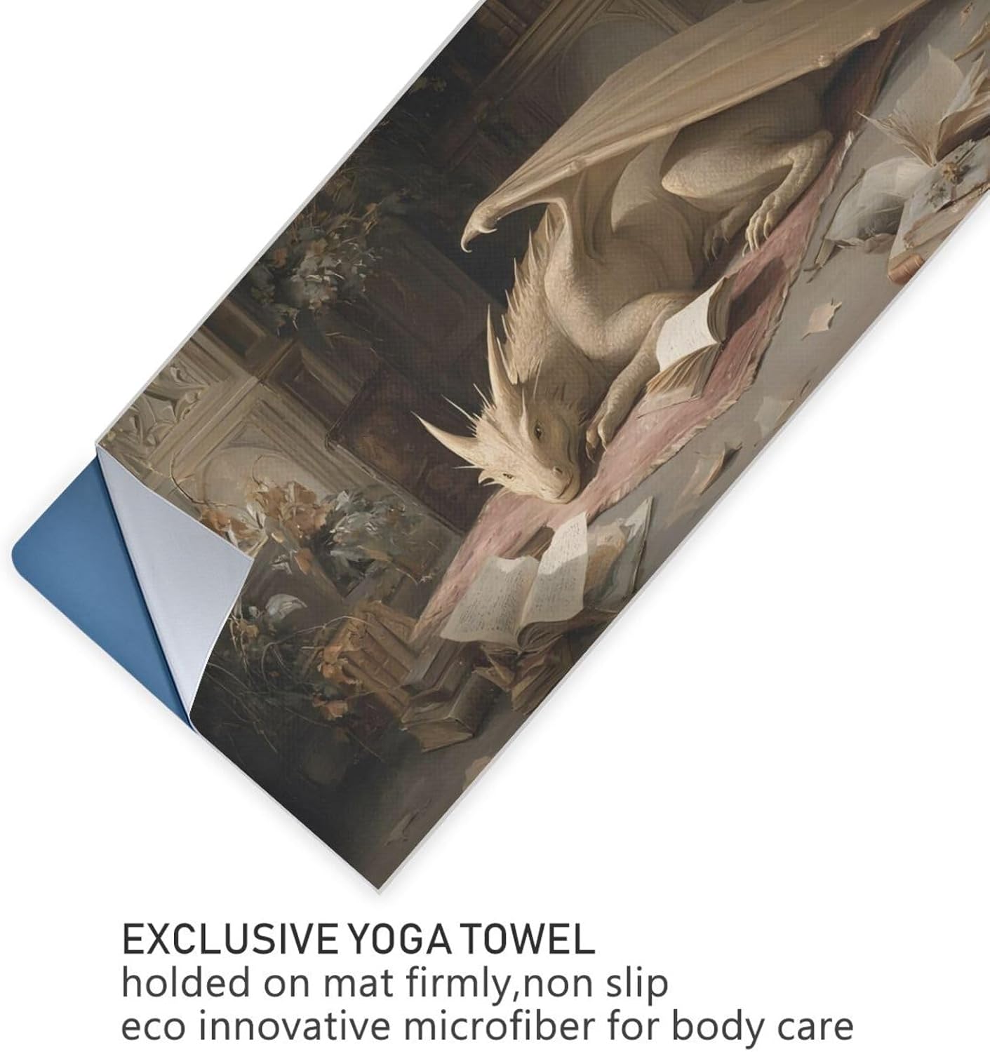 Dragon Book Hot Yoga Towel – Stylish, Non-Slip, Grip Dots, Super Absorbent, 27" x 73" - Yoga Mat Towels for Exercise, Fitness