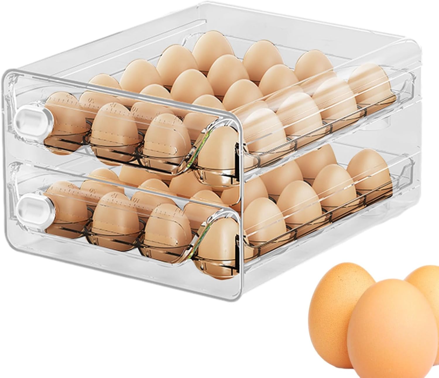 Home Storage Egg Container, Stackable Transparent Drawer Container,Egg Organizer for Apartment Kitchen Cupboard Shelf Outdoor Table Cooking Baking Holiday Birthday