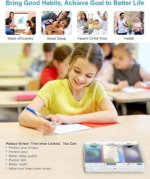 Phone Lock Box, Portable Self-Control Timed Locker Box for iPad/Tablet/TV Controller, Phone Jail to Help Kids Students Adults Lock Phone Addiction/Temptation Away(Crystal)