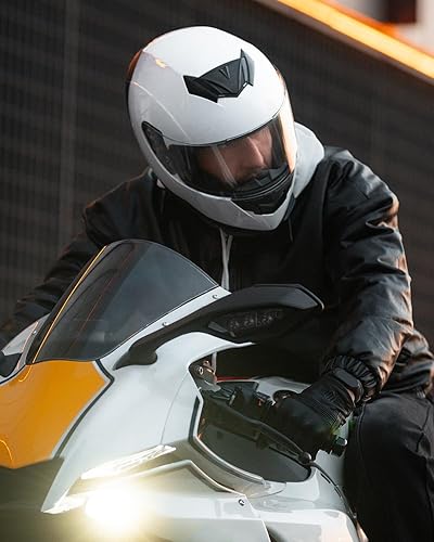 Miniatura 6 de ILM - Casco integral para motocicleta urbana con bufanda de invierno extraíble, 2 viseras, aprobado por DOT