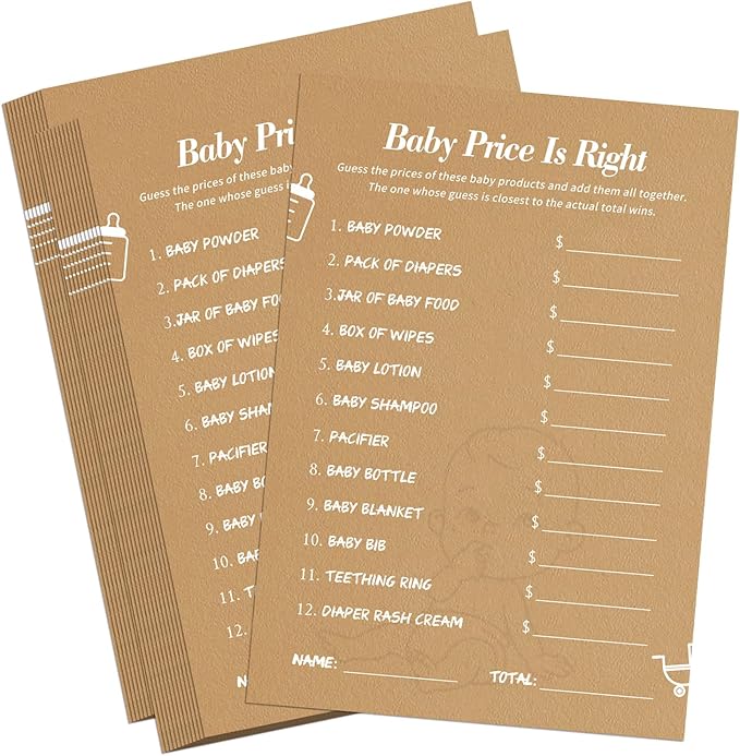 GAMSUNSTAR Baby Shower GamesBaby Price is Right,50 Cards