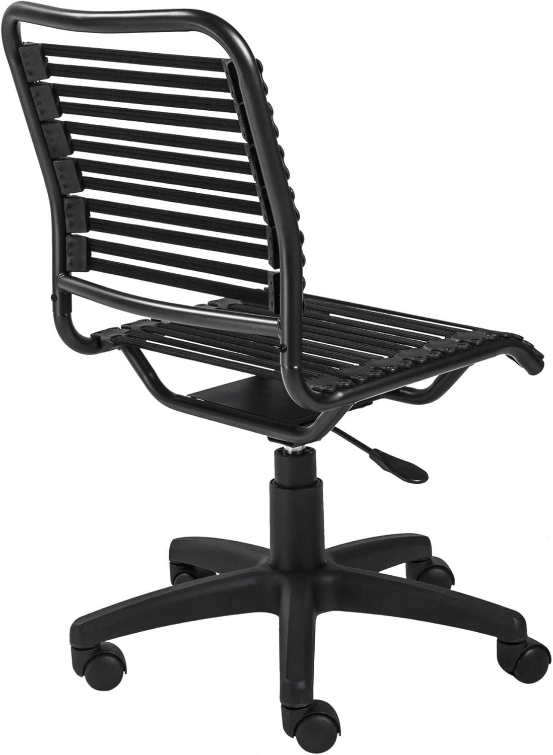 HomeRoots Black Flat Bungie Cord Low Back Rolling Office Chair