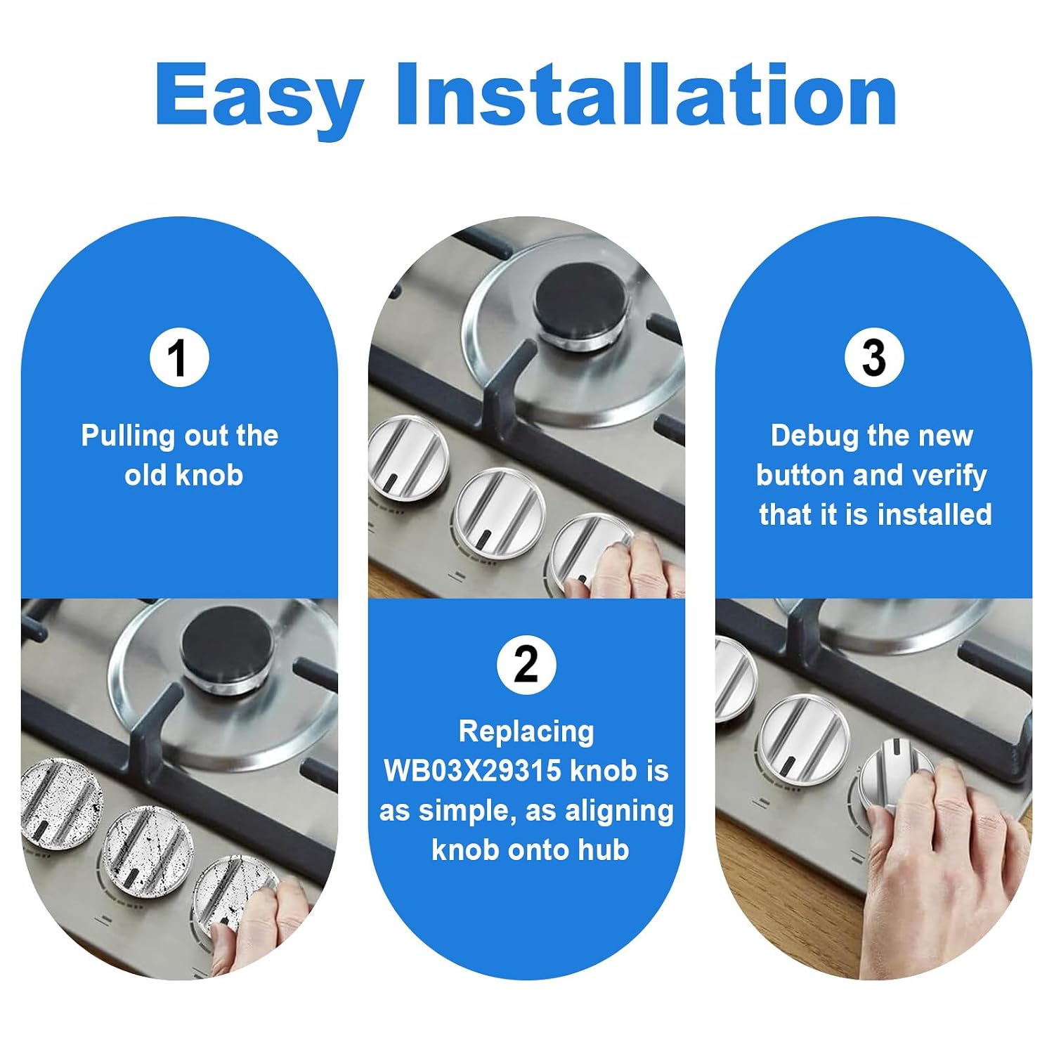 WB03X29315 Knob Fit for GE Stove Knobs Replacements (5 Pack)