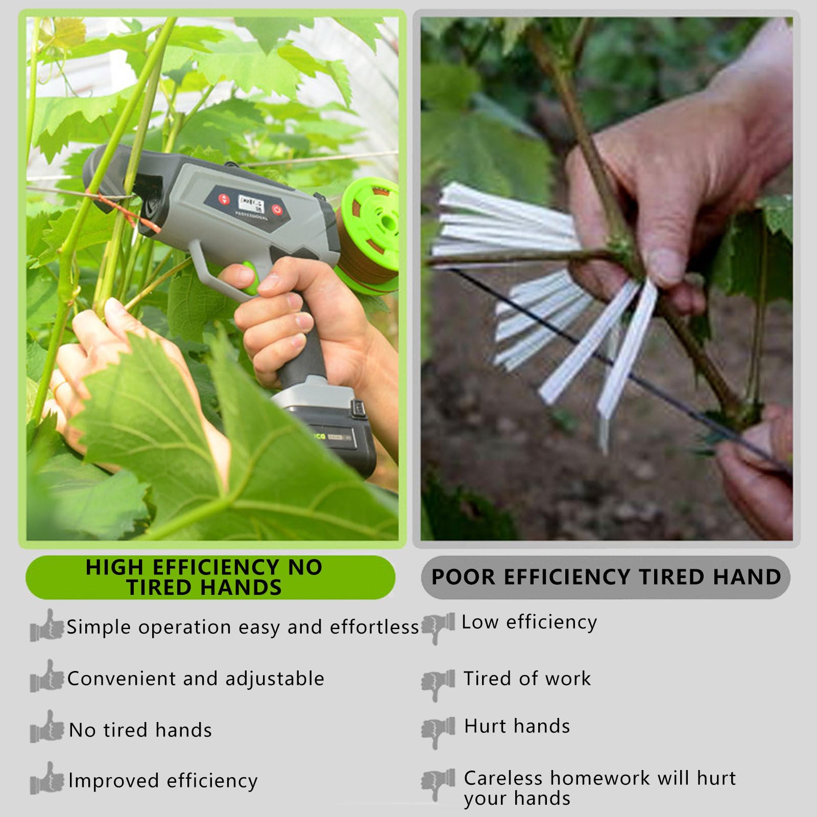 Atadora De Plantas PortáTil Ligera, DiáMetro MáXimo De Manojo De 25 Mm, MáQuina para Atar Ramas De JardíN Recargable, para Flores De Pepino Y Pimiento