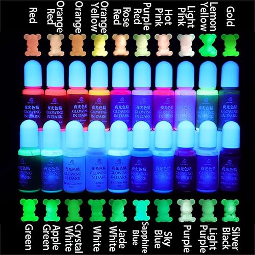 Miniatura 7 de 0.3 fl oz resina epoxi colorante pigmento de color alta concentración resplandor en la oscuridad líquido luminoso UV resina tinte pigmento azul claro