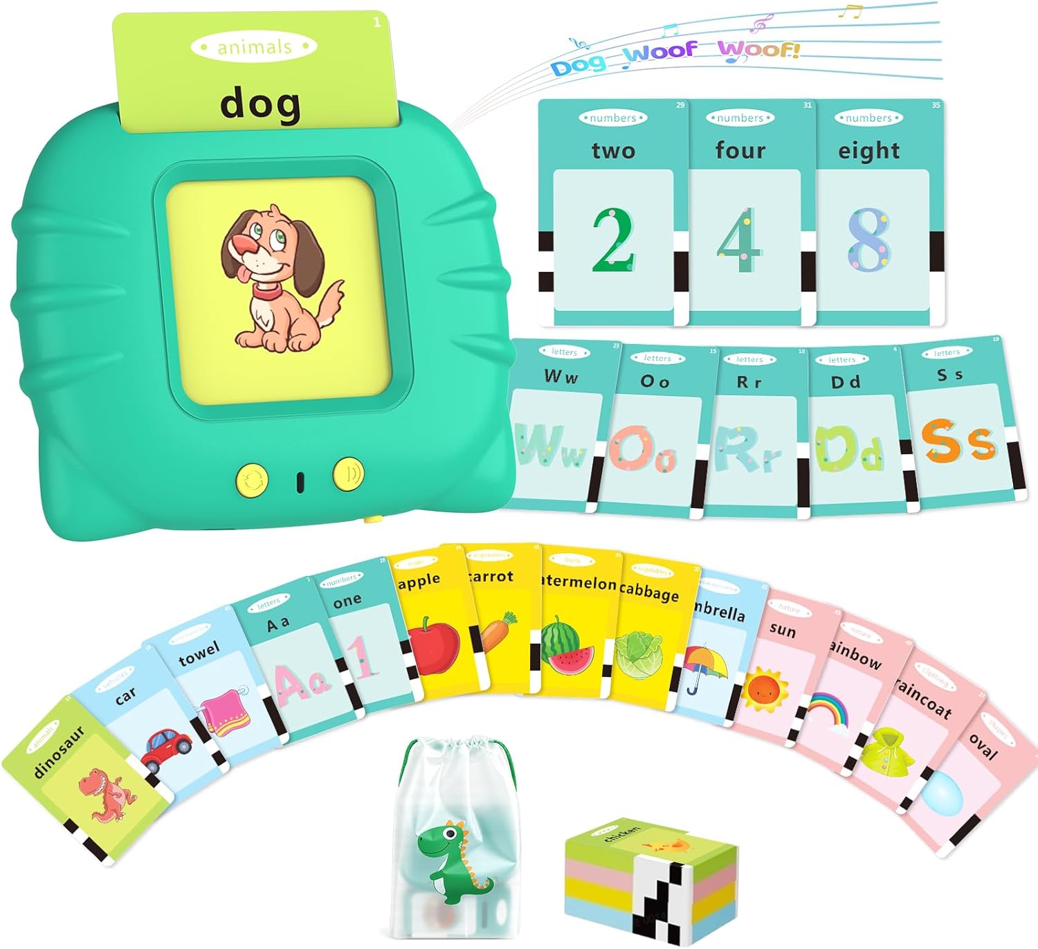 Aullsaty Talking Flash Cards for Toddlers 1-3, Upgraded 248 Sight Words Montessori Speech Therapy Toy, Autism Sensory Educational Learning Toys, Birthday Gifts for Boys Girls (Green)