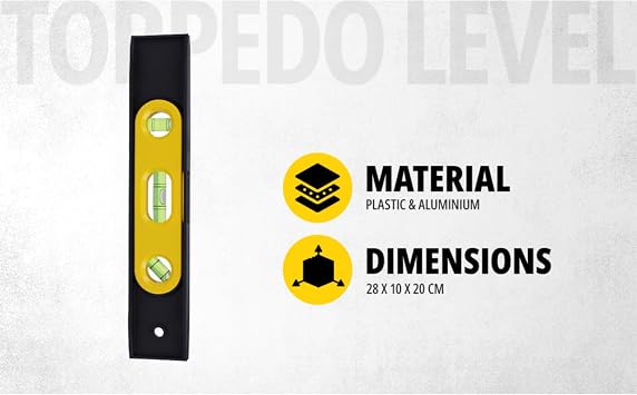 STANLEY 9 in (225mm) Torpedo Level Magnetic, 3 Vial Leveler Tool (42-264)