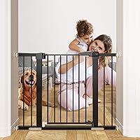 Vista 1 de OTTOLIVES Puerta de metal para bebé, puerta para mascotas de 27 a 40 pulgadas, extra ancha, montada a presión, para escaleras y puertas, puerta