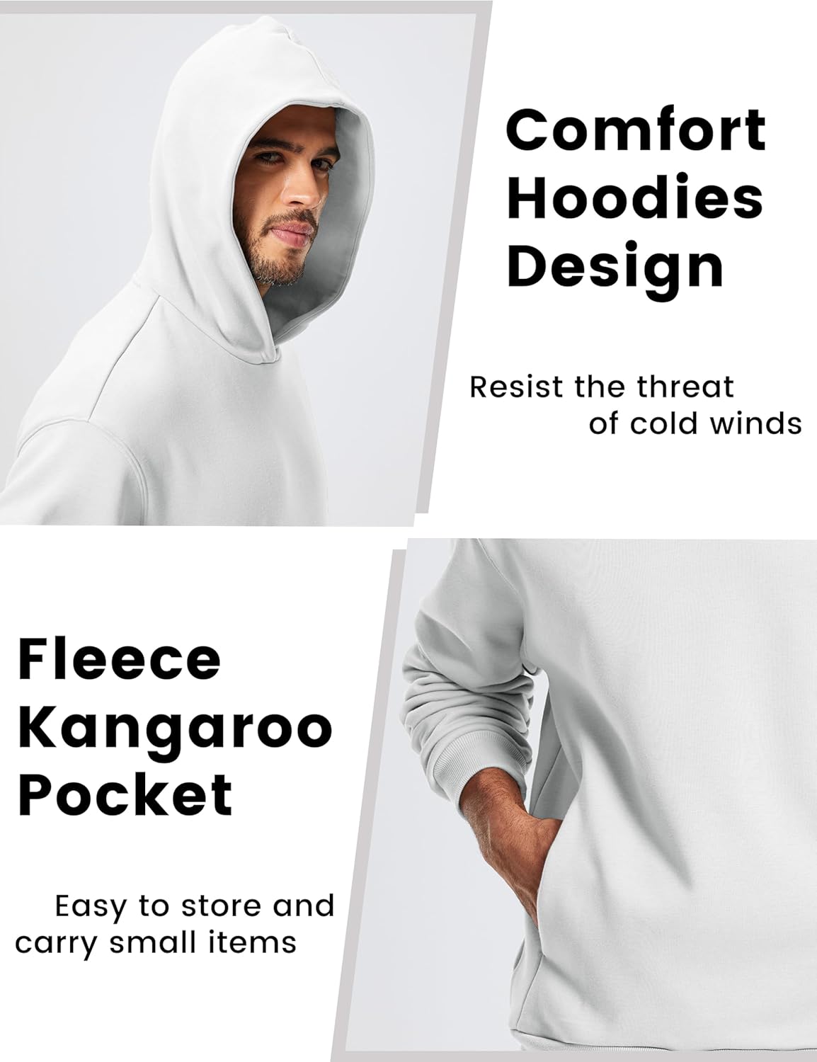 MAGCOMSEN Mens Hoodies Fashion Casual Athletic Hoody Pullover Fleece Lined Simple Soft Sweatshirts with Kangaroo Pocket