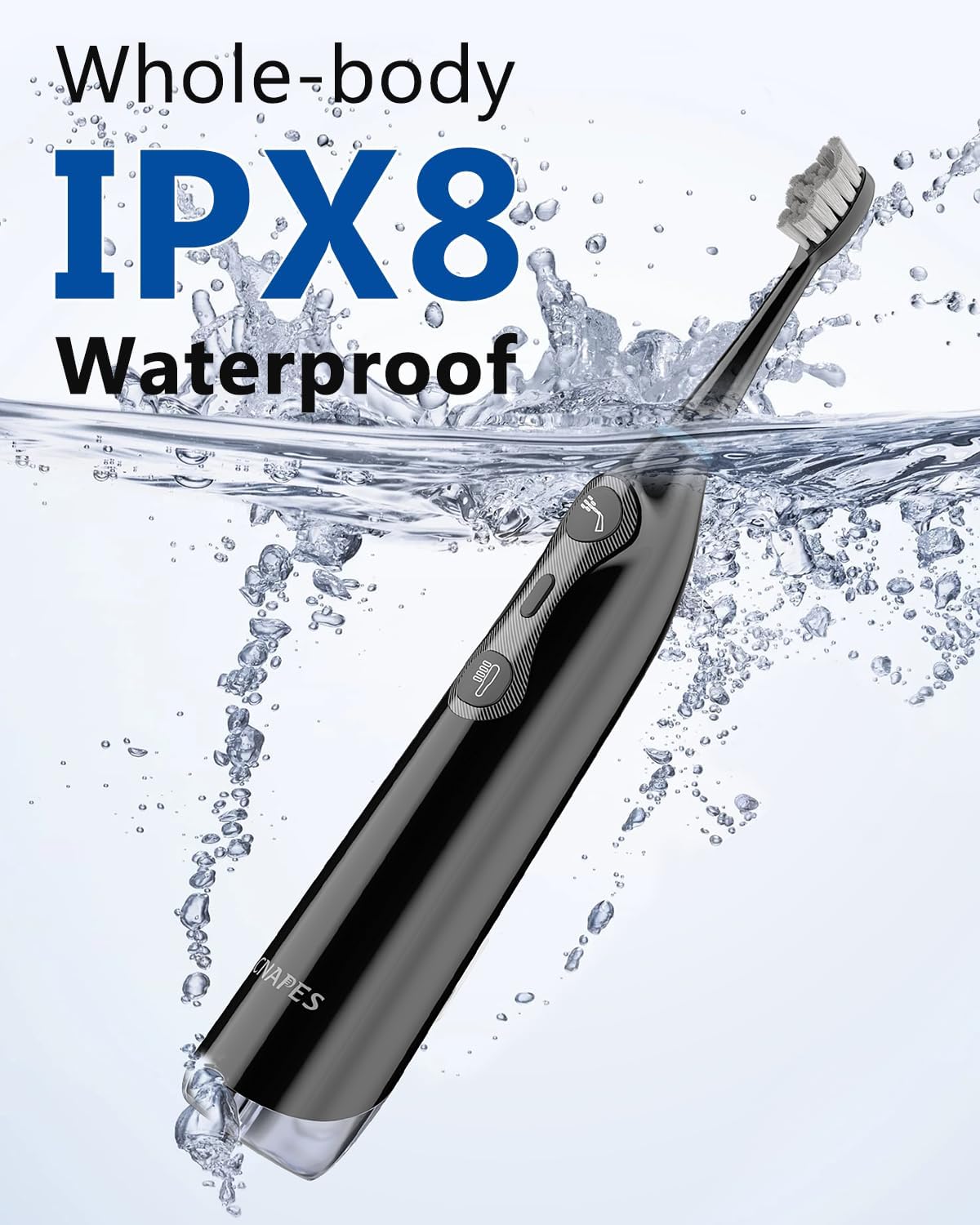 3-in-1 Flossing Toothbrush – Flosses, Vibrates and Oscillates, Electric Toothbrush with Water Flosser for Adults, 5 Brush Heads, 3 Modes for Plaque Removal, Sensitivity & Braces, Travel (Black)