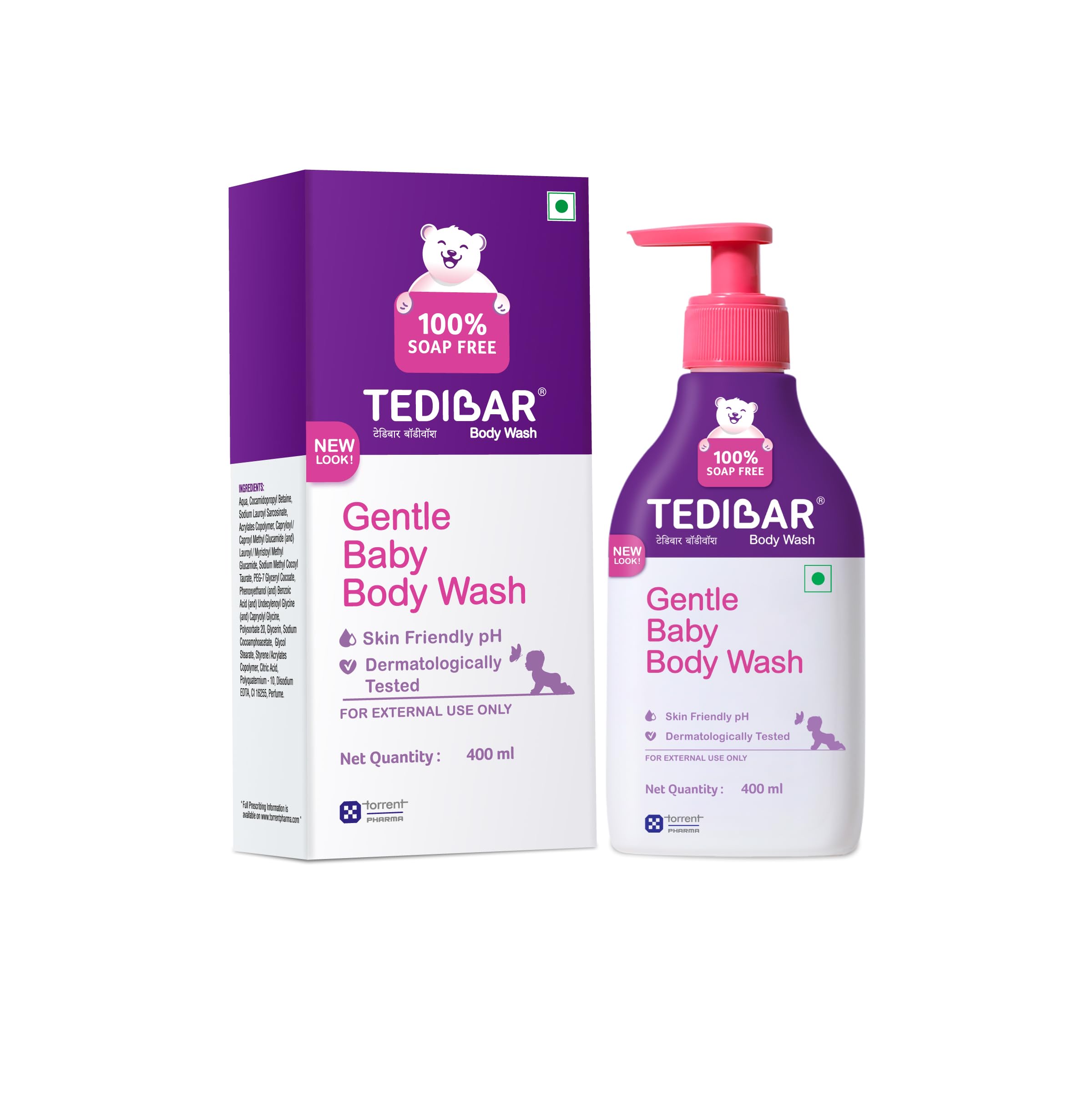 TEDIBARRich Moisturising Baby Body Wash 400ml with Skin Friendly PH | 100% Soap & Alkali Free | Prevents Dryness & Rahses | Dermatologically Test