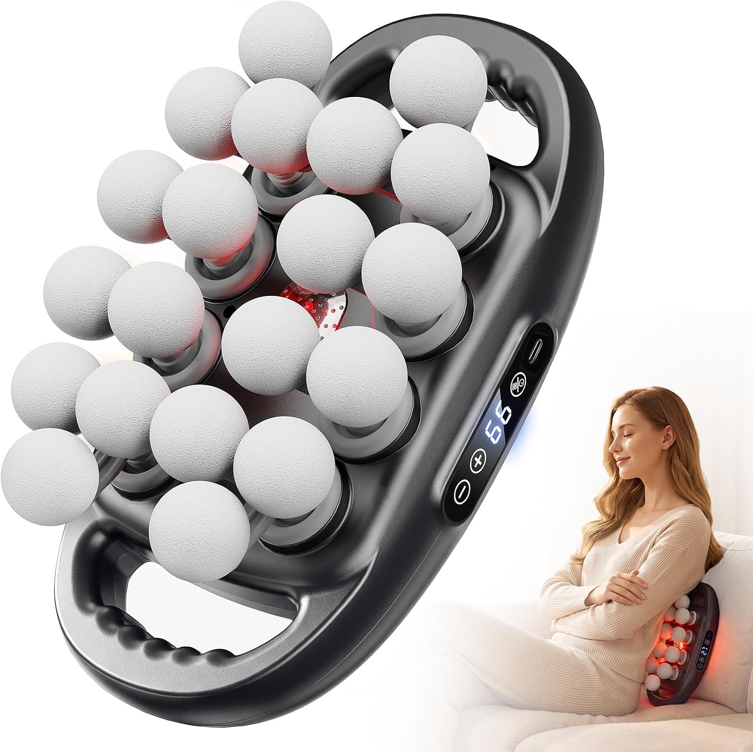 20-Head Massage Gun, Deep Tissue Back Massager, 9 Modes & 9 Speeds